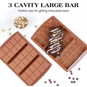 NWT 4 Pcs Dubai Chocolate Bar Molds Deep Silicone,100 Pcs Bags and 1 Pc Scraper